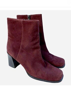BLOOMINGDALE'S Sandra Genuine Suede Leather Side Zip Ankle Boots